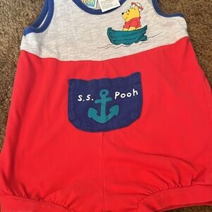Disney Baby Winnie the Pooh Red & Gray Nautical One-Piece Bodysuit